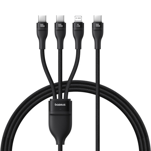 Baseus Flash Series 3 One-for-three Fast Charging Cable Type-C to C+C+L 100W 1.5m Cluster Black
