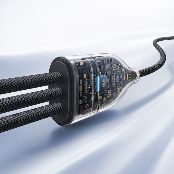 Baseus Flash Series 3 One-for-three Fast Charging Cable Type-C to C+C+L 100W 1.5m Cluster Black