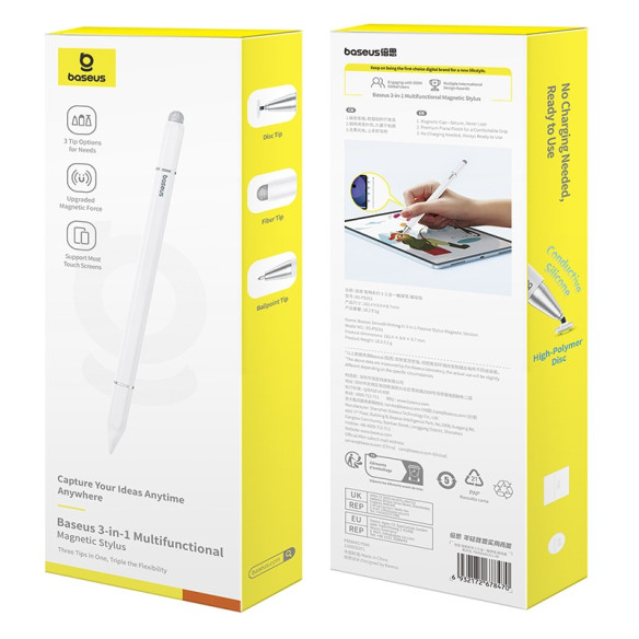 Baseus Smooth Writing III | Rysik do ekranów,  Uniwersalny, Stylus PEN do Android, iOS, 3 końcówki