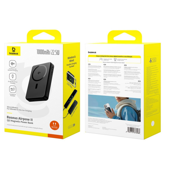 Baseus Airpow Ⅱ Qi2 | Power Bank z ładowaniem bezprzewodowym Qi2 USB USB-C 22.5W 10000mAh