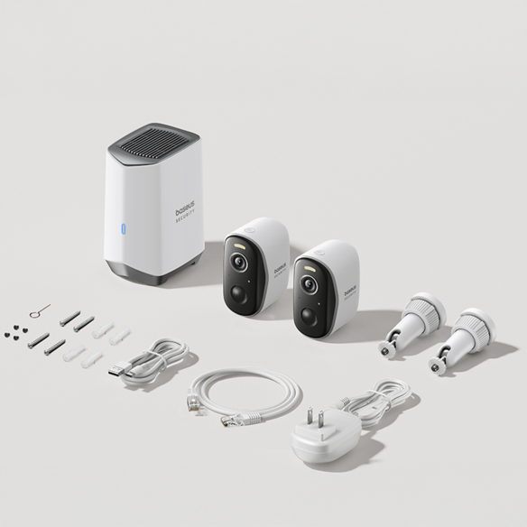 Baseus Security N1 | Zestaw 2x kamera zewnętrzna, bezprzewodowa. Monitoring z Home Station