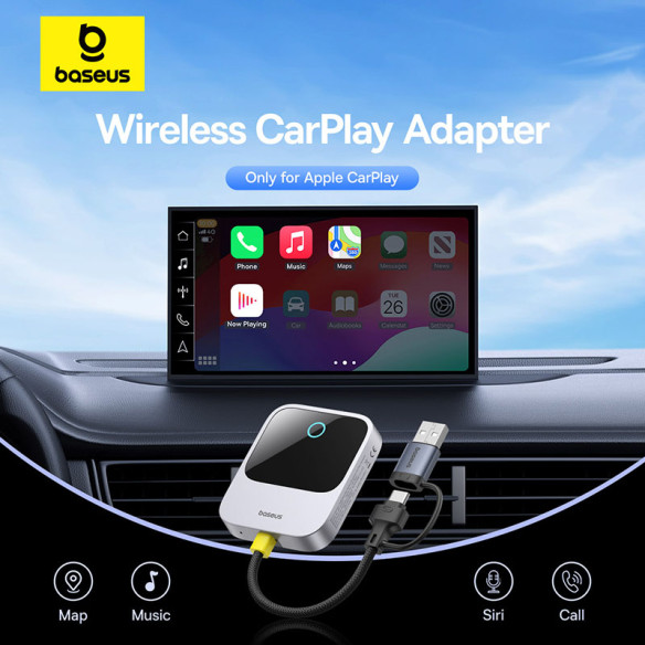 Baseus SafeJourney | Adapter bezprzewodowy do Apple AudioCar do iPhone, Bluetooth WiFi