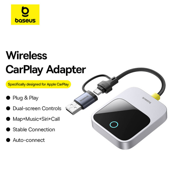 Baseus SafeJourney | Adapter bezprzewodowy do Apple AudioCar do iPhone, Bluetooth WiFi