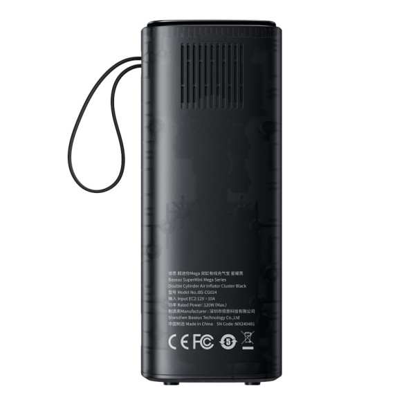 Baseus SuperMini Mega Series | Pompka samochodowa, sprężarka, kompresor do samochodu 120W + końcówki