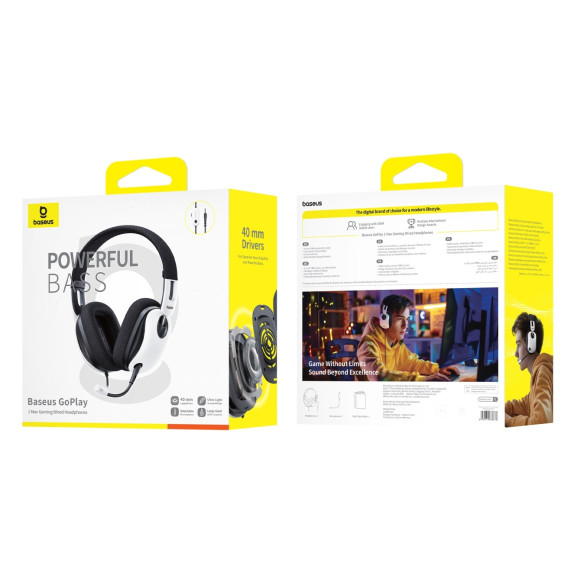 Baseus GoPlay 1 Max | Słuchawki przewodowe nauszne gamingowe Mini Jack 3.5mm 