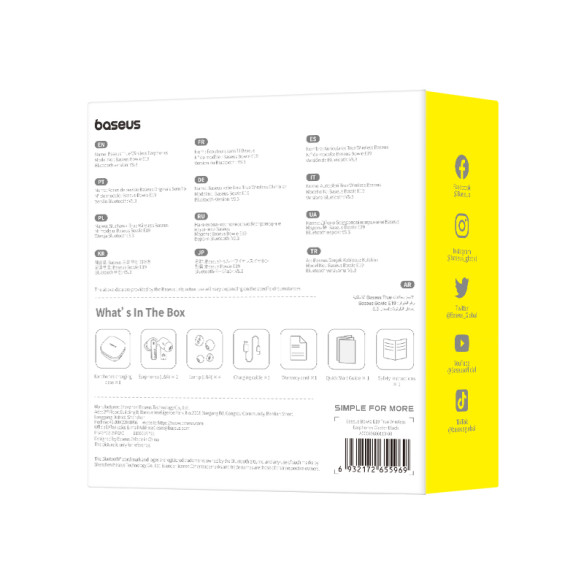 Baseus Bowie E19 | Słuchawki bezprzewodowe douszne z dwoma mikrofonami BT 5.3