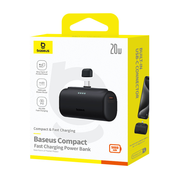 Baseus Compact | Mały Power Bank 5000mAh z szybkim ładowaniem 20W PD USB-C