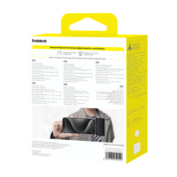 Baseus Compact | Mały Power Bank 5000mAh z szybkim ładowaniem 20W PD USB-C
