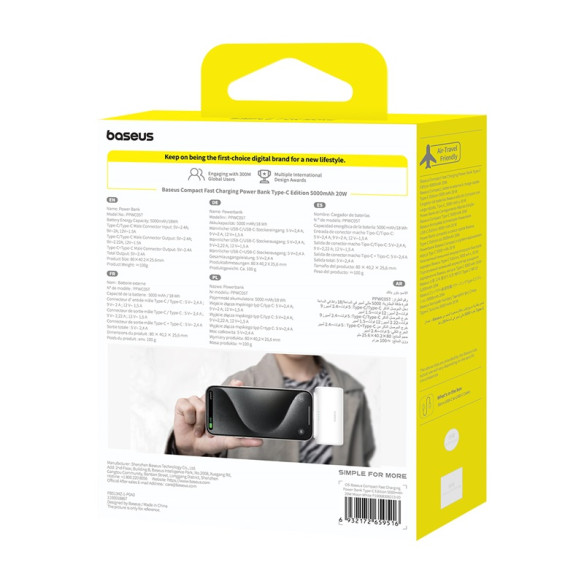 Baseus Compact | Mały Power Bank 5000mAh z szybkim ładowaniem 20W PD USB-C