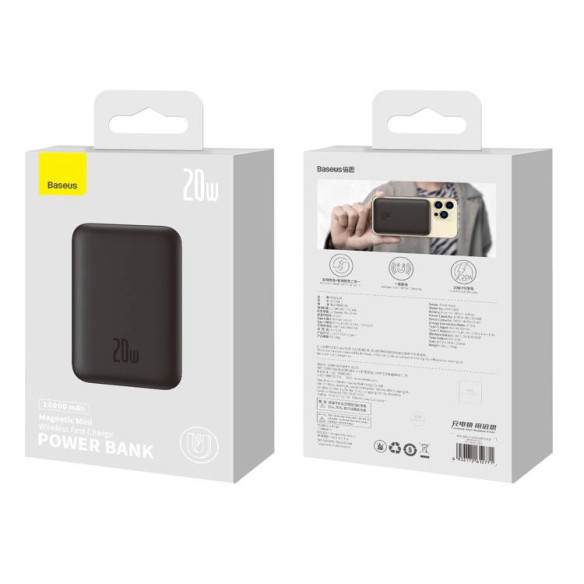 Baseus Magnetic Mini | Power Bank 10000mAh 20W z ładowaniem bezprzewodowym MagSafe Overseas Edition