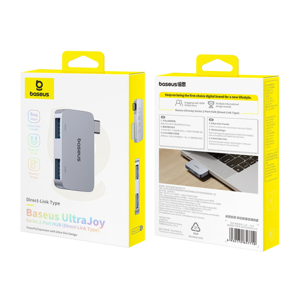 Baseus UltraJoy Series 2 | HUB Adapter USB-C do 2x USB 3.0 5Gb/s, OTG