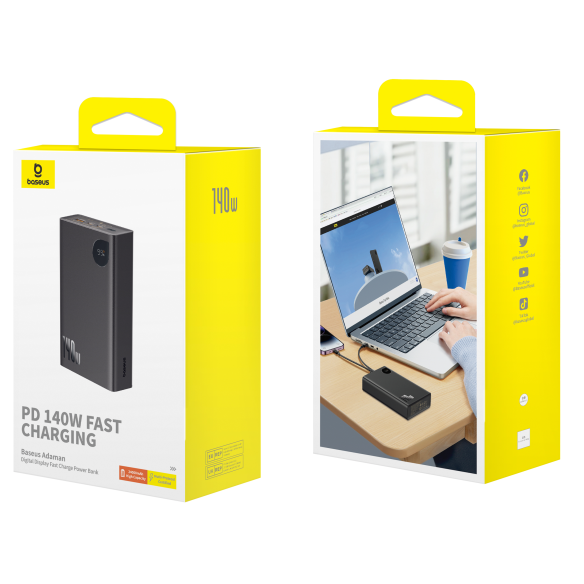 Baseus Adaman Digital Display | Power Bank 22800mAh 140W 2x USB-C, 1x USB-A