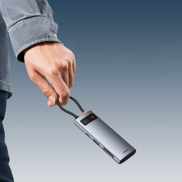 Baseus Metal Gleam Series 7-Port | HUB Adapter Przejściówka 7w1 USB-C do HDMI, 3x USB3.0, SD, TF, PD 100W