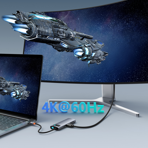 Baseus Metal Gleam Series 7-Port | HUB Adapter Przejściówka 7w1 USB-C do HDMI, 3x USB3.0, SD, TF, PD 100W