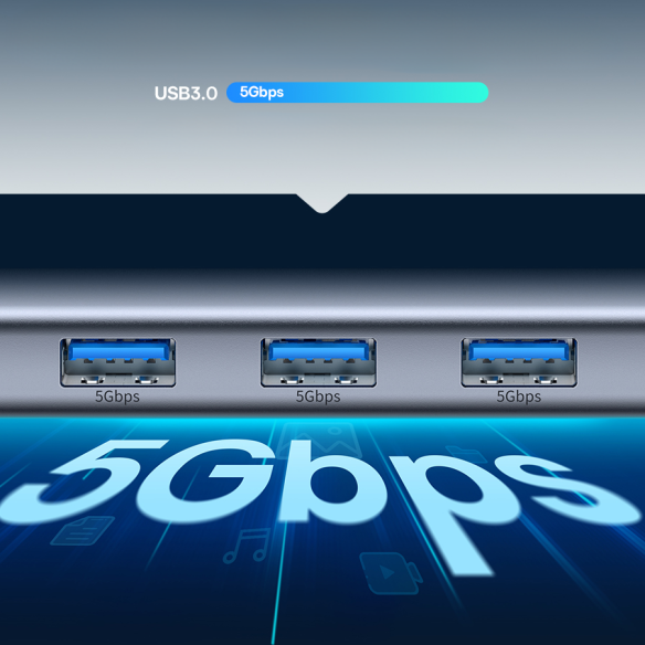 Baseus Metal Gleam Series 7-Port | HUB Adapter Przejściówka 7w1 USB-C do HDMI, 3x USB3.0, SD, TF, PD 100W