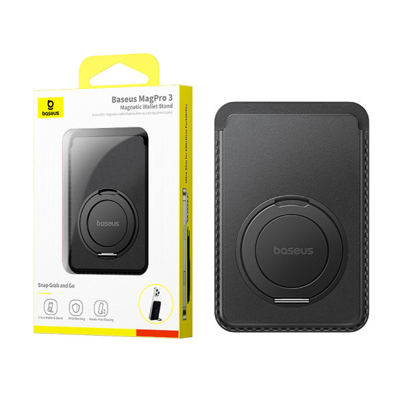 Baseus MagPro 3 | Magnetyczne etui do telefonu na karty dokumenty, podstawka MagSafe