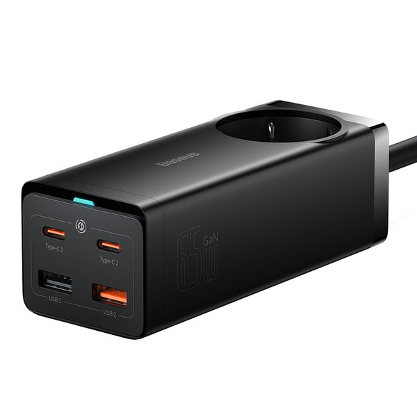 Baseus GaN3 Pro | Listwa zasilająca, ładowarka sieciowa 5 portów 65W USB-C USB-A AC