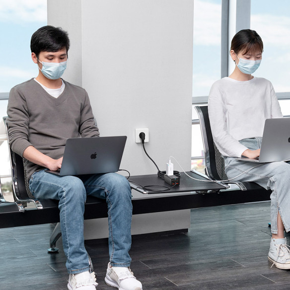 Baseus GaN3 Pro | Listwa zasilająca, ładowarka sieciowa 5 portów 65W USB-C USB-A AC