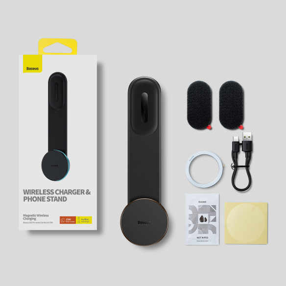 Baseus C02 Pro Series Uchwyt Z Bezprzewodowym Ładowaniem Cluster Black