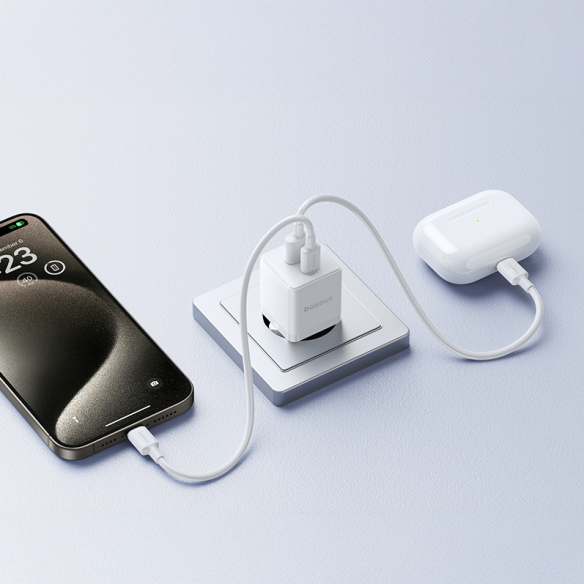 Baseus Palm Szybka Ładowarka Sieciowa C+U 20W EU Moon White