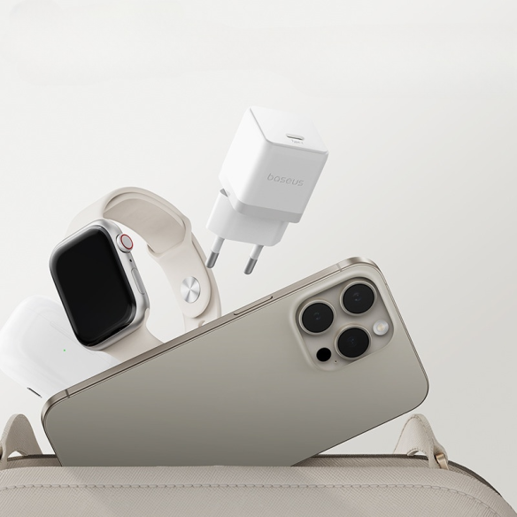 Baseus Palm Szybka Ładowarka Sieciowa 1C 30W EU Moon White