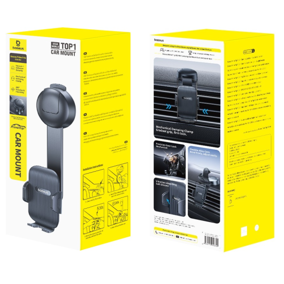 Baseus PrimeTrip C03 Air Mechaniczny Uchwyt Samochodowy (Suction Cup Version, Cosmic Black)