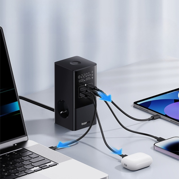 Baseus PowerCombo Listwa Zasilająca 1.5m EU Cluster Black