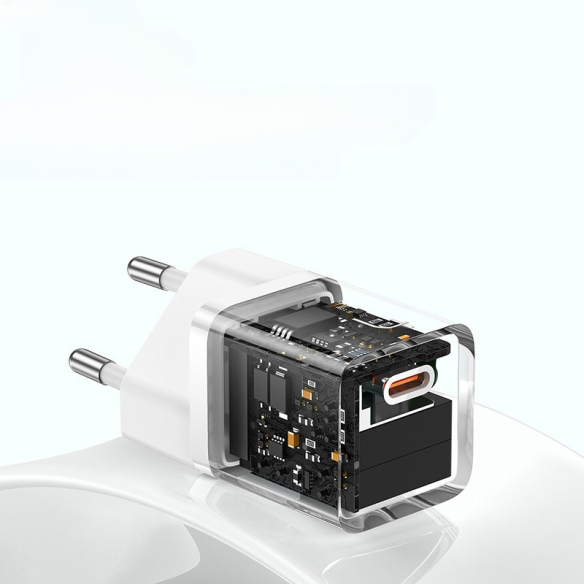 Baseus GaN5 Szybka Ładowarka Sieciowa Mini 1C 30W EU Moon White