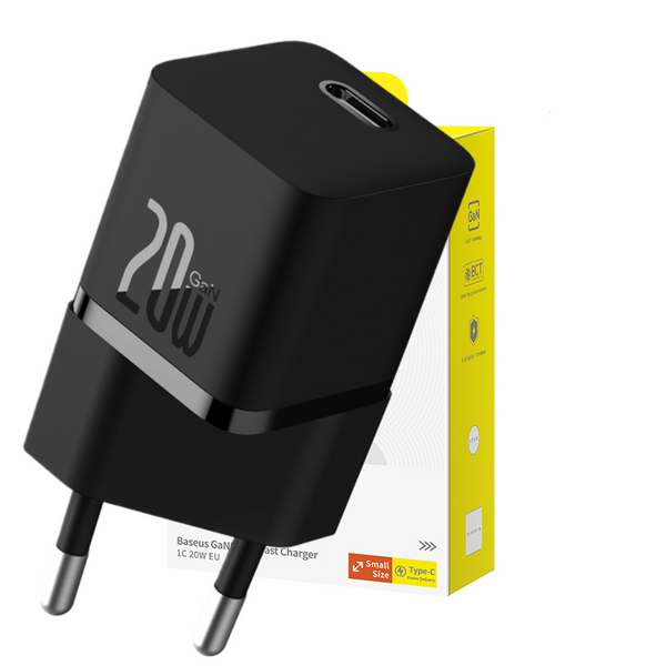 Baseus GaN5 Szybka Ładowarka Sieciowa Mini 1C 20W EU Cluster Black