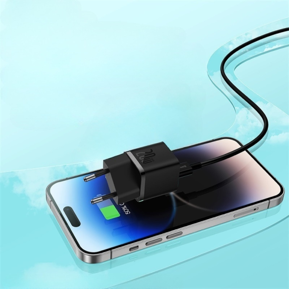 Baseus GaN5 Szybka Ładowarka Sieciowa Mini 1C 20W EU Cluster Black