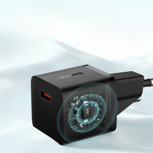 Baseus GaN5 Szybka Ładowarka Sieciowa Mini 1C 20W EU Cluster Black