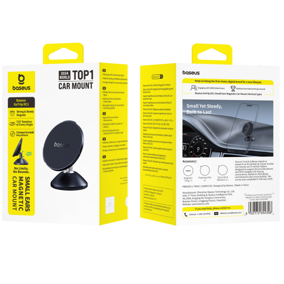 Baseus GoTrip DC1 Small Ears Magnetyczny Uchwyt Samochodowy (Vertical type) Cosmic Black