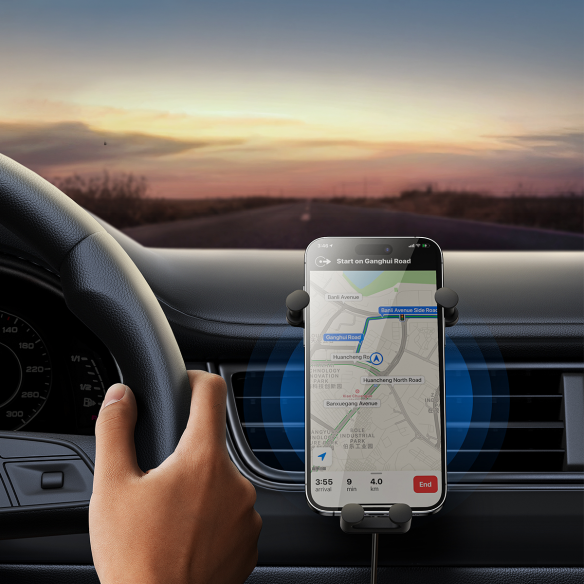 Baseus Stable Gravitional | Uchwyt samochodowy z ładowaniem bezprzewodowym Qi 15W do kratki nawiewu