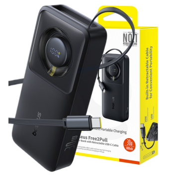 Baseus Free2Pull Power Bank with Retractable Cable 10000mAh 30W Cosmic Black