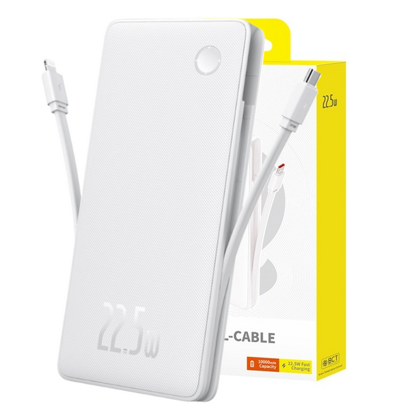 Baseus Airpow Lite Power Bank 10000mAh 22.5W Dual-Cable Moon White