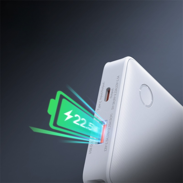 Baseus Airpow Lite Power Bank 10000mAh 22.5W Dual-Cable Moon White