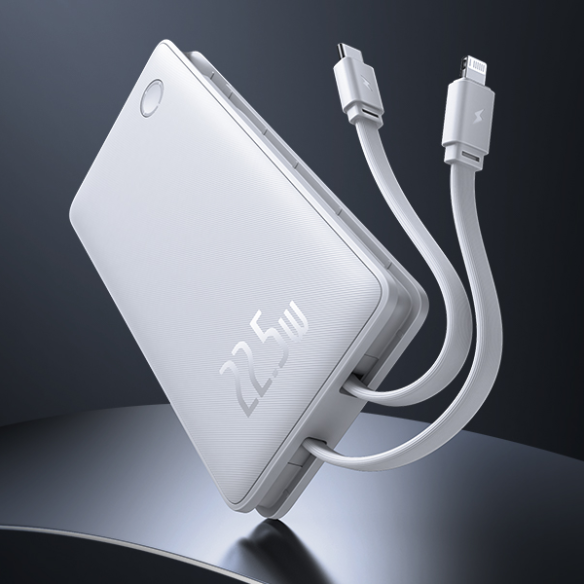 Baseus Airpow Lite Power Bank 10000mAh 22.5W Dual-Cable Moon White