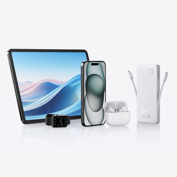 Baseus Airpow Lite Power Bank 10000mAh 22.5W Dual-Cable Moon White