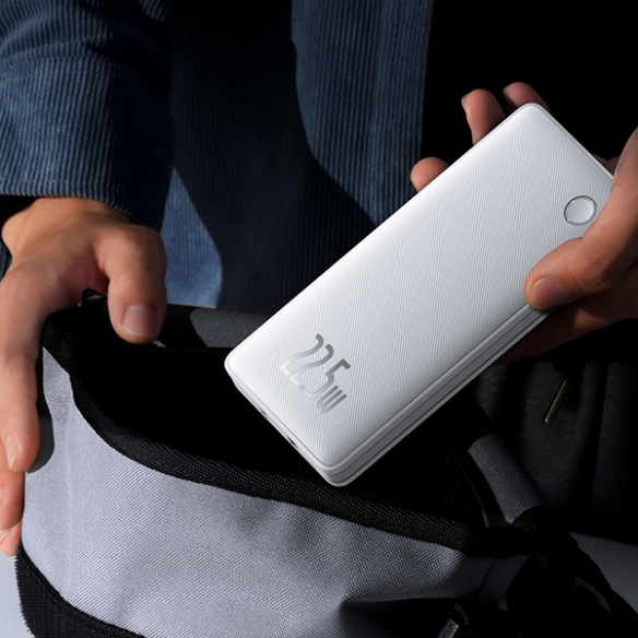 Baseus Airpow Lite Power Bank 10000mAh 22.5W Dual-Cable Moon White