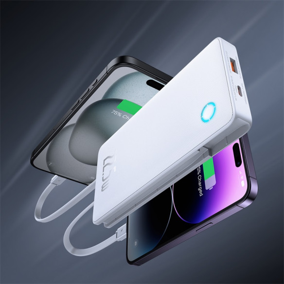 Baseus Airpow Lite Power Bank 10000mAh 22.5W Dual-Cable Moon White