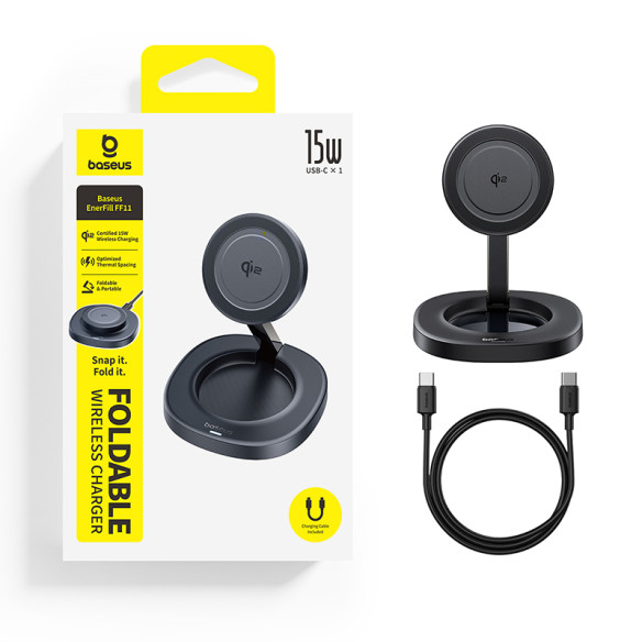 Baseus EnerFill FF11 Foldable Ładowarka Bezprzewodowa 15W Cosmic Black