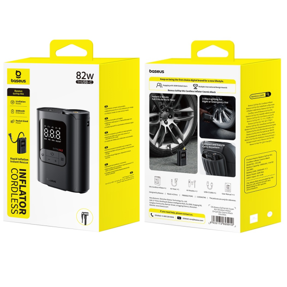 Baseus GoTrip VA1 Super Mini Kompresor 19-Cylinder Cosmic Black