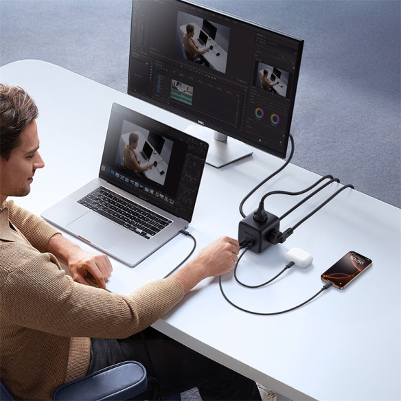 OS-Baseus EnerFill FA11 Kostka Ładująca 3AC+1U+1C 67W 1.5m EU Cosmic Black