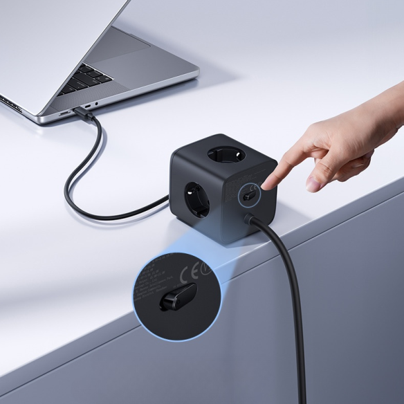 OS-Baseus EnerFill FA11 Kostka Ładująca 3AC+1U+1C 67W 1.5m EU Cosmic Black