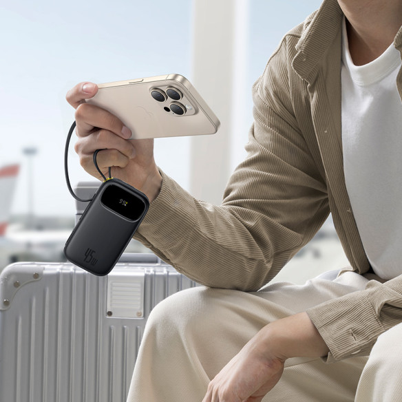 OS-Baseus EnerFill FC31 Qpow 3 Digital Display Power Bank with USB-C+iP Cables 20000mAh 45W Cosmic Black
