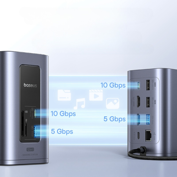 OS-Baseus NU1 Air Spacemate Stacja Dokująca 12w1 Space Grey