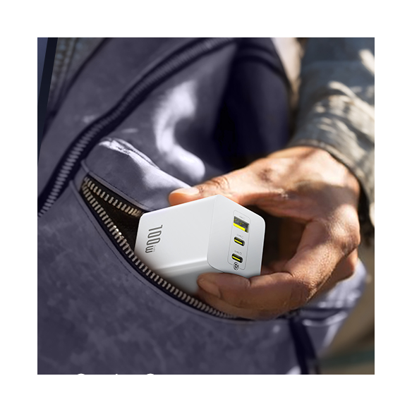 OS-Baseus EnerFill FE11 Szybka Ładowarka Sieciowa 2C+U 100W EU Moon White