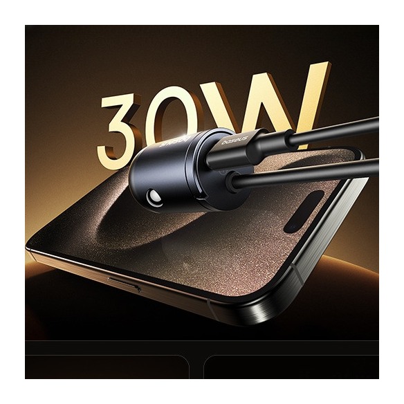 Baseus Tiny Star Mini Ładowarka Samochodowa (C+C Cable Included) 30W Cosmic Black