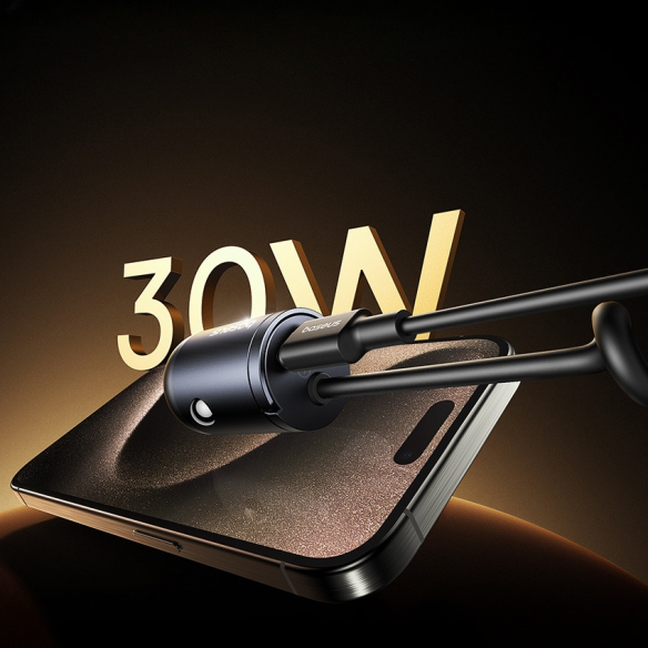 Baseus Tiny Star Mini Ładowarka Samochodowa (C+C Cable Included) 30W Cosmic Black