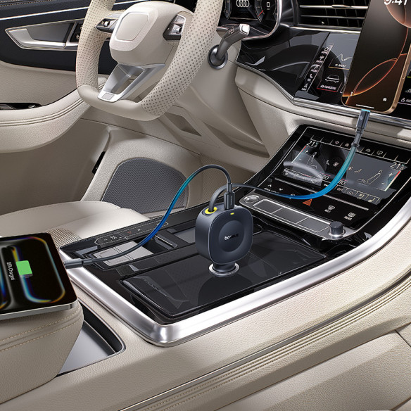 Baseus PrimeTrip VR2 Ładowarka Samochodowa Z ?Wysuwanym Kablem C+C 30W Cosmic Black